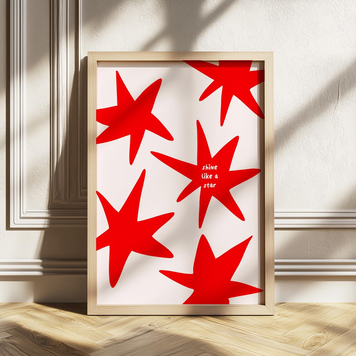 Shine Like a Star Bold Red Starburst Inspirational Quote Poster
