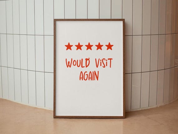 Would Visit Again Review Wall Art 5 Star Rating Kitchen Prints Typography Minimalist Poster Funny Quote Chef