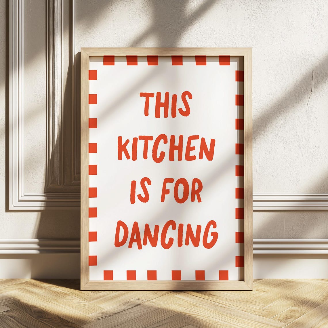 This Kitchen Is For Dancing Red White Retro Typography Poster