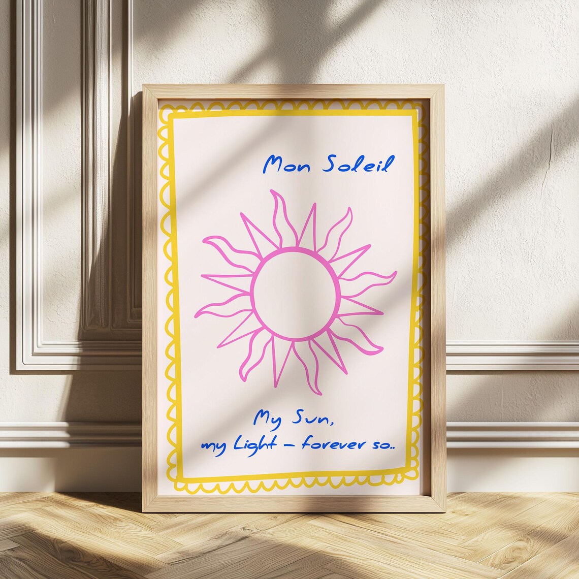 Mon Soleil Pink Sun Sweet Love Quote Minimalist French Style Poster