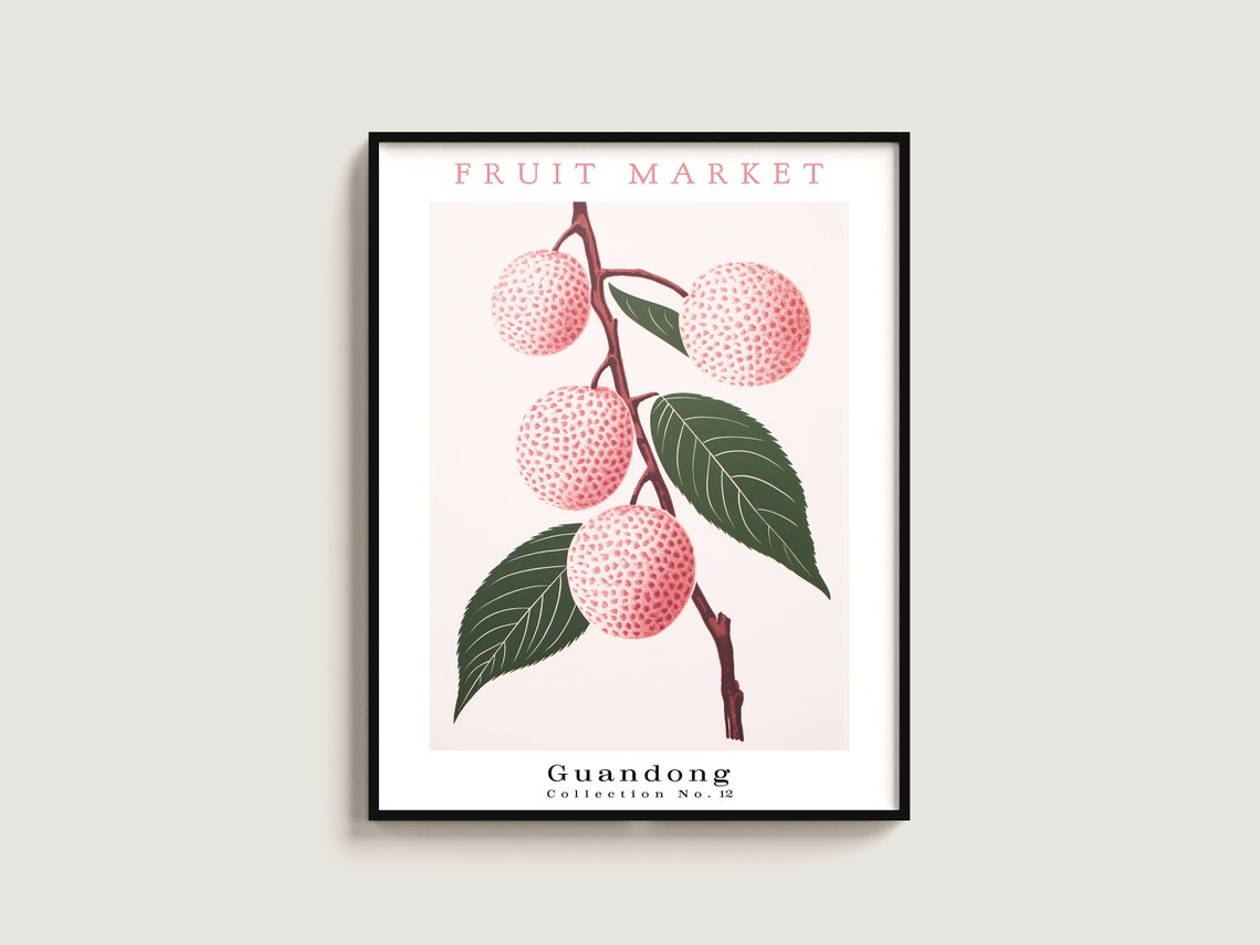 Pink Lychee Branch Fruit Market Botanical Collection No. 12 Poster