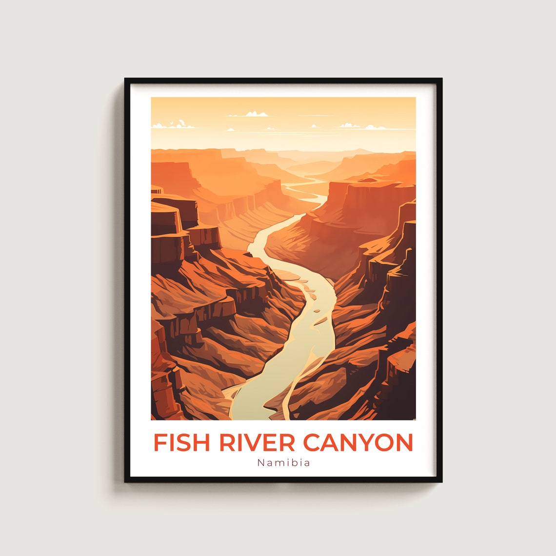 Fish River Canyon Namibia Desert River Gorge Sunset Travel Poster