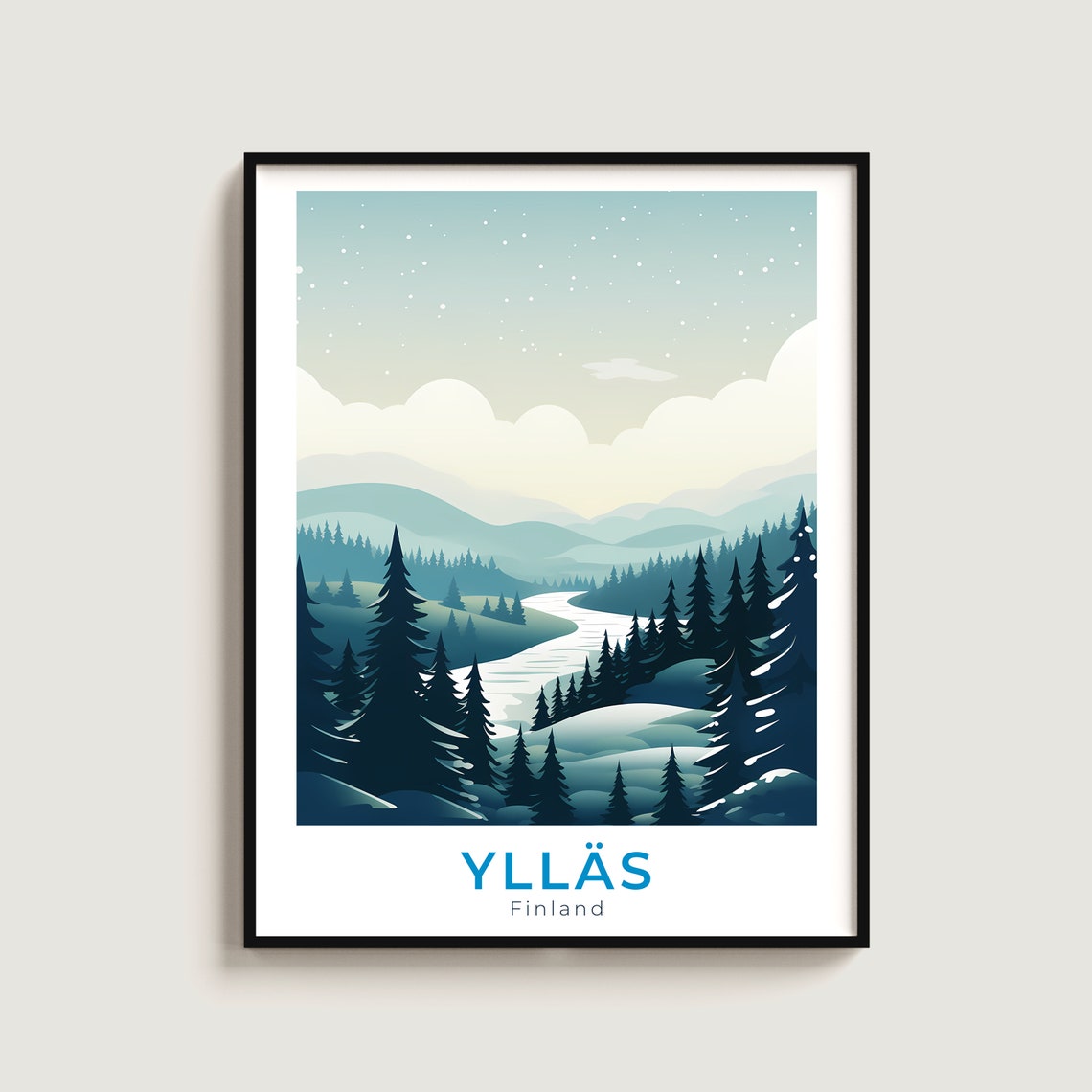 Yllas Finland Snowy Pine Forest River Winter Nordic Landscape Poster