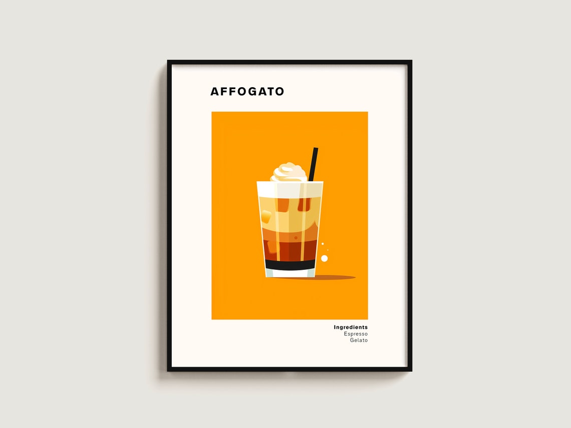 Affogato Coffee Minimalist Kitchen Art Poster Espresso Dessert Decor