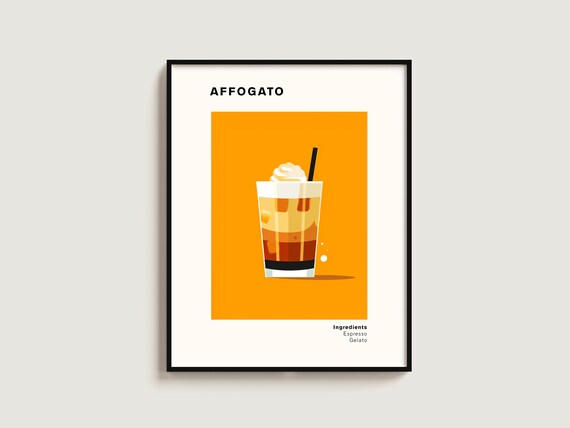 Affogato Coffee Minimalist Kitchen Art Poster Espresso Dessert Decor