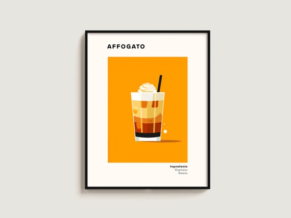 Affogato Coffee Poster Gift Lover Art Kitchen Print Wall Hanging