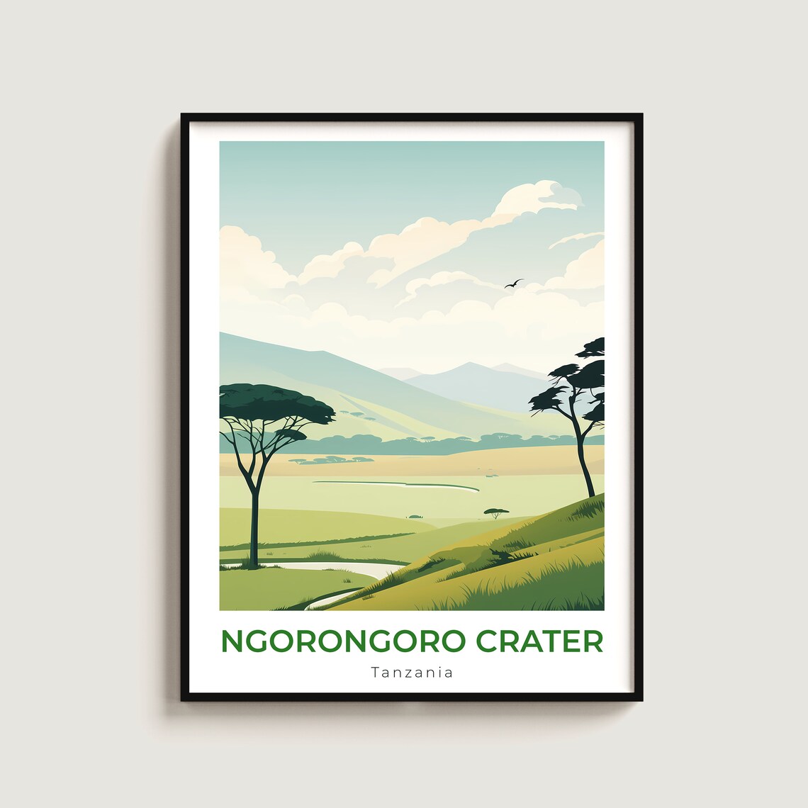 Ngorongoro Crater Tanzania Savanna Acacia Travel Serene Poster