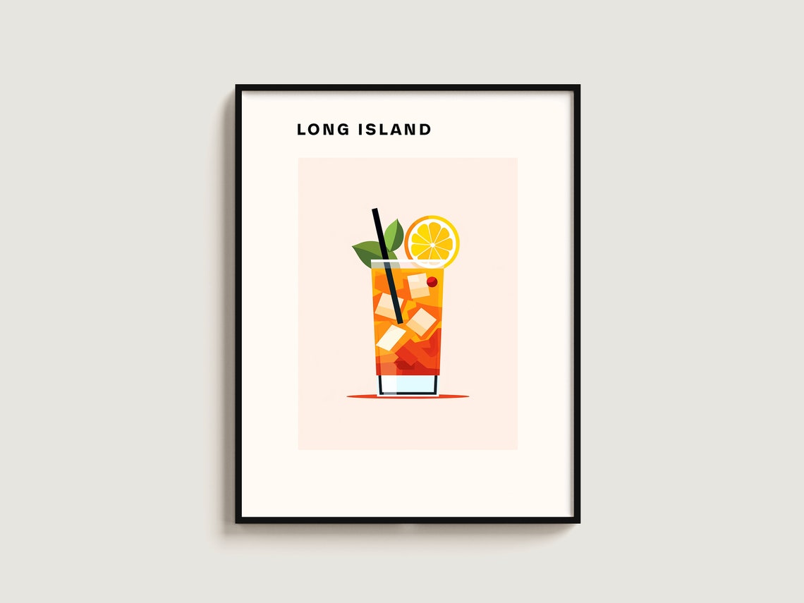 Long Island Iced Tea Citrus Cocktail Minimalist Bar Decor Poster