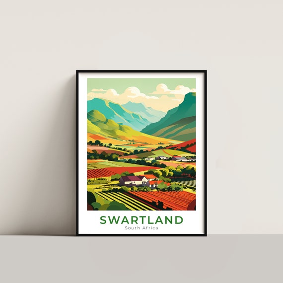 Swartland Travel Poster Wall Art Gift South Africa Print Home Decor Lovers Hanging
