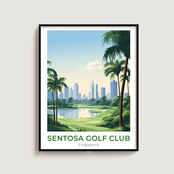 Sentosa Golf Club Singapore Green Fairway City Skyline Poster
