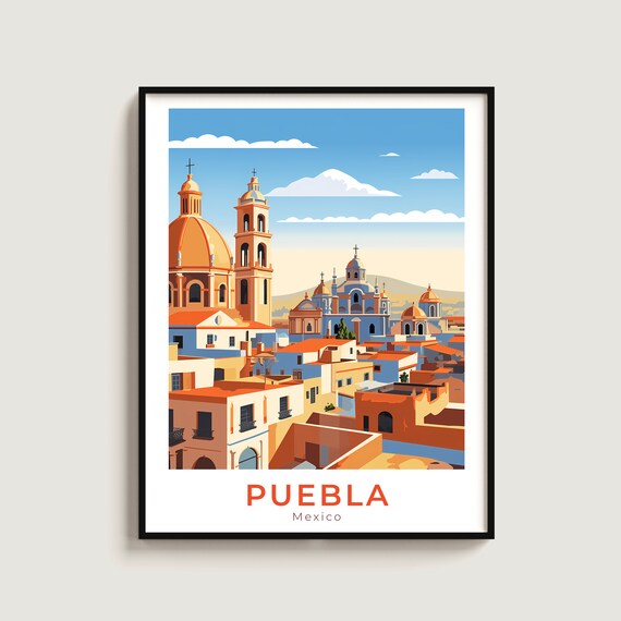 Puebla Travel Print Wall Art Gift Mexico Poster Home Decor Lovers Hanging
