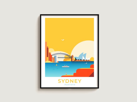 Sydney Travel Poster Wall Art Gift Australia Print Home Decor Lovers Hanging