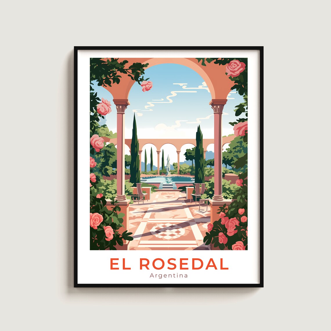 El Rosedal Travel Print Wall Art Gift Argentina Poster Home Decor Lovers Hanging