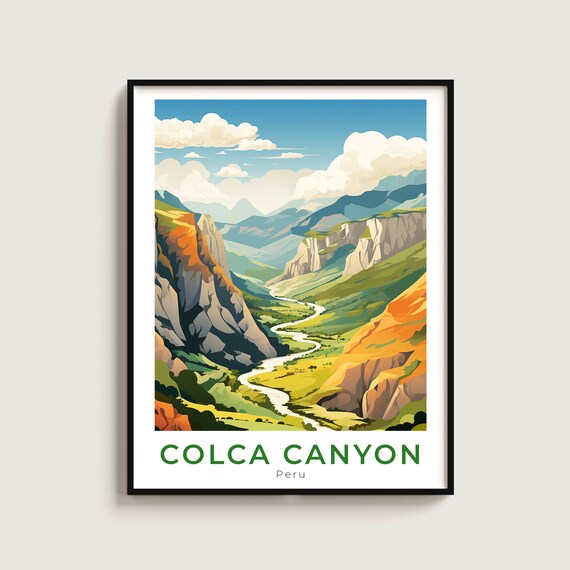 Colca Canyon Travel Poster Wall Art Gift Peru Print Home Decor Lovers Hanging