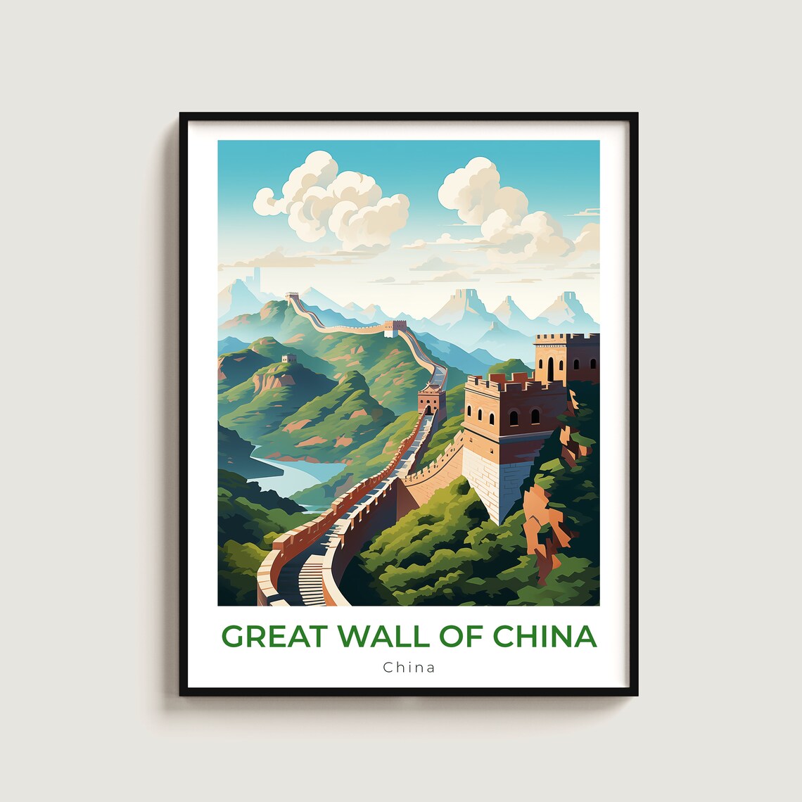 Great Wall Of China Winding Mountain Watchtowers Travel Poster