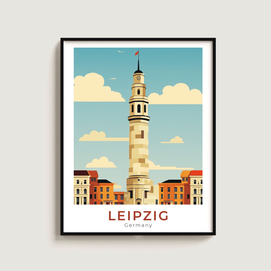 Leipzig Germany Old Town Hall Tall Tower Cityscape Travel Poster
