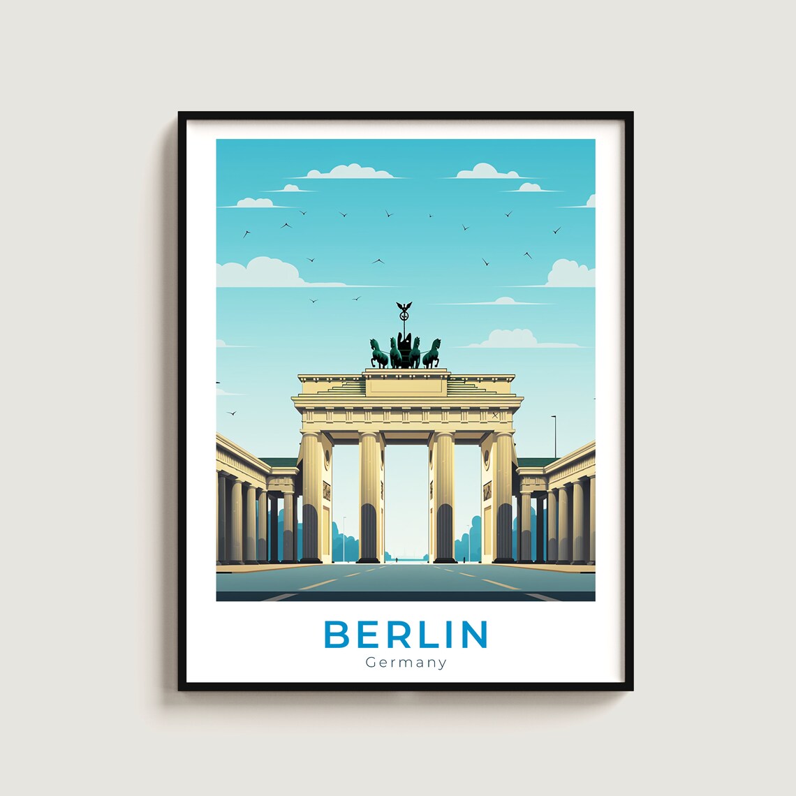 Berlin Germany Brandenburg Gate Vintage Travel Poster City Landmark