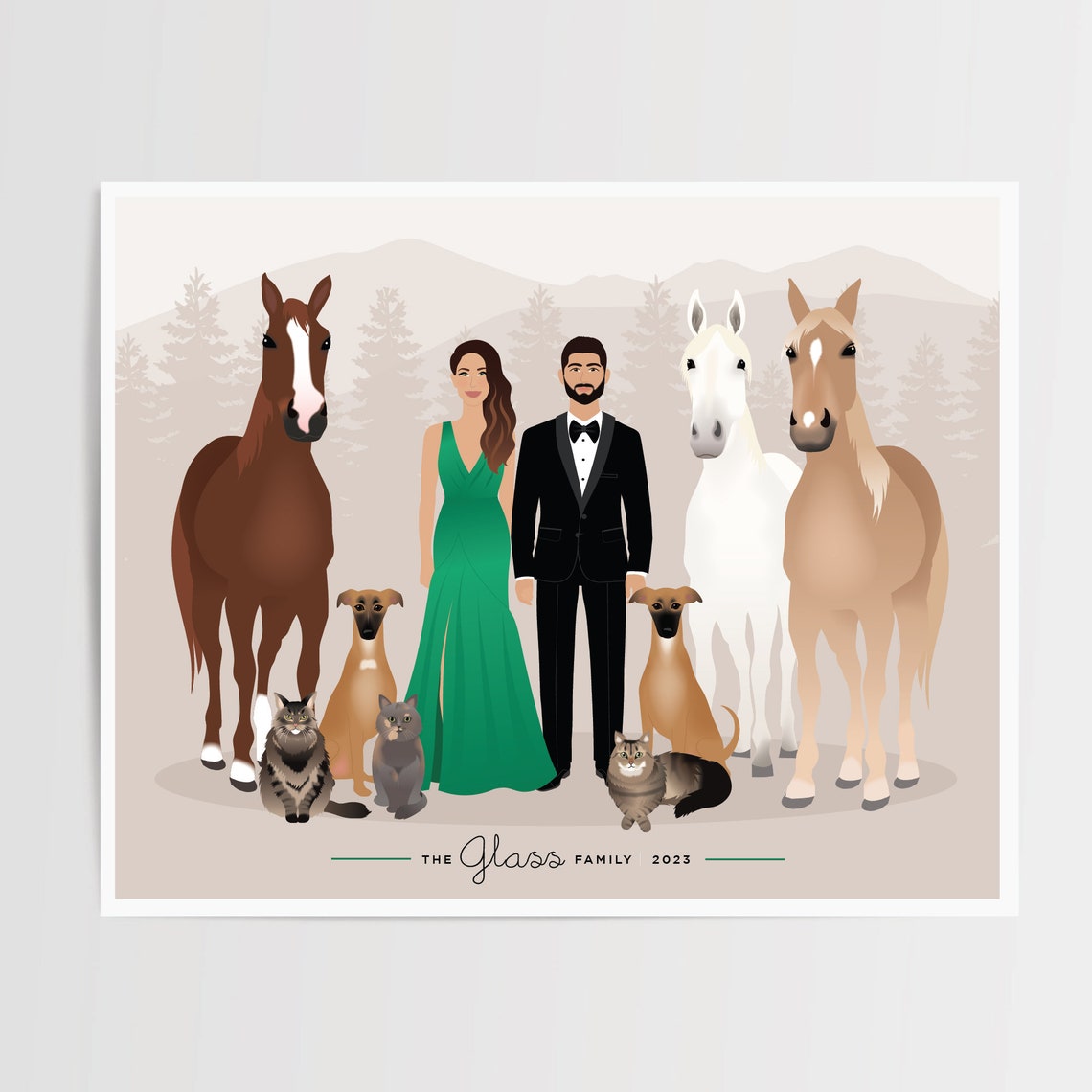 Family Portrait Add A Pet, Pet Portrait