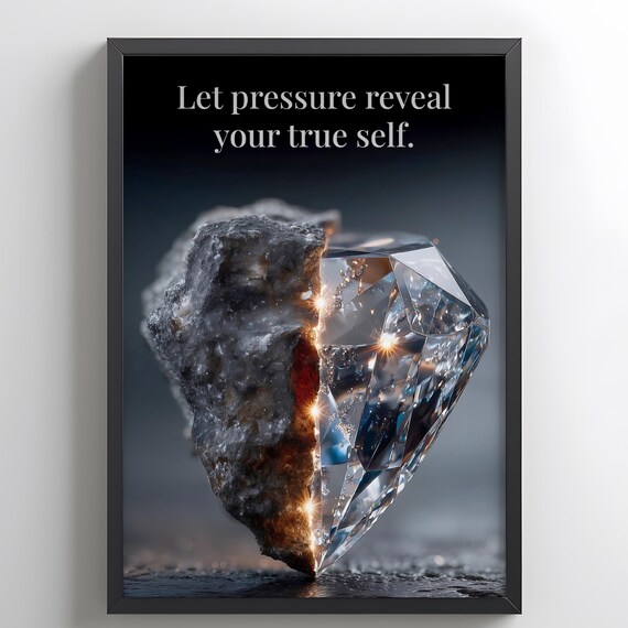 Let Pressure Reveal Your True Self Diamond Motivational Quote Poster