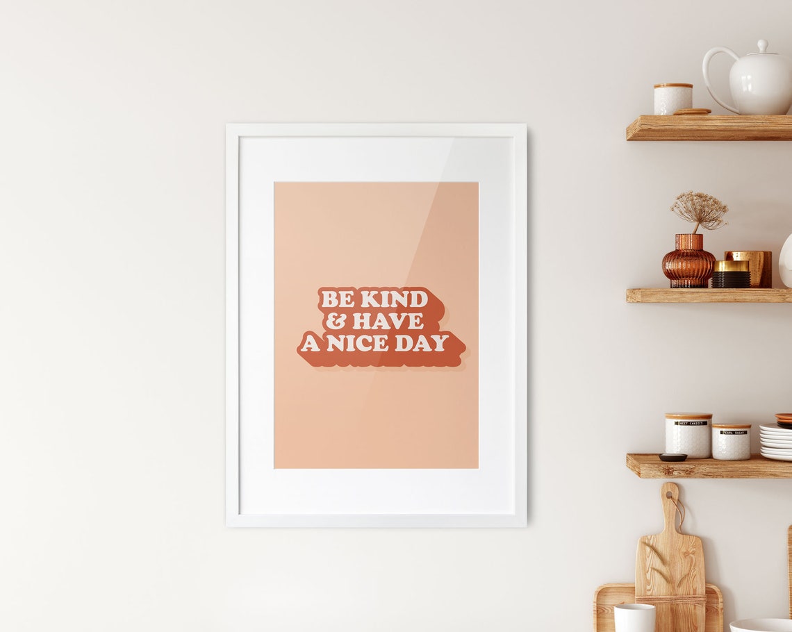 Positive Art Print Retro Design Wall Peachy Tones Gallery Typography Statement Inspirational Poster