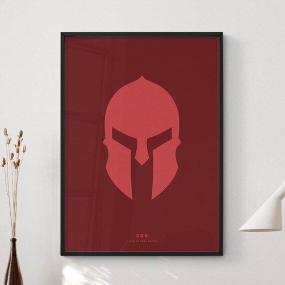 300 Zack Snyder Spartan Helmet Minimalist Red Movie Poster Art
