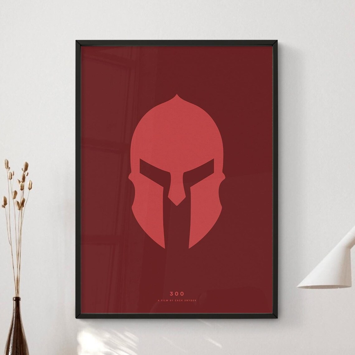 300 Zack Snyder Spartan Helmet Minimalist Red Movie Poster Art