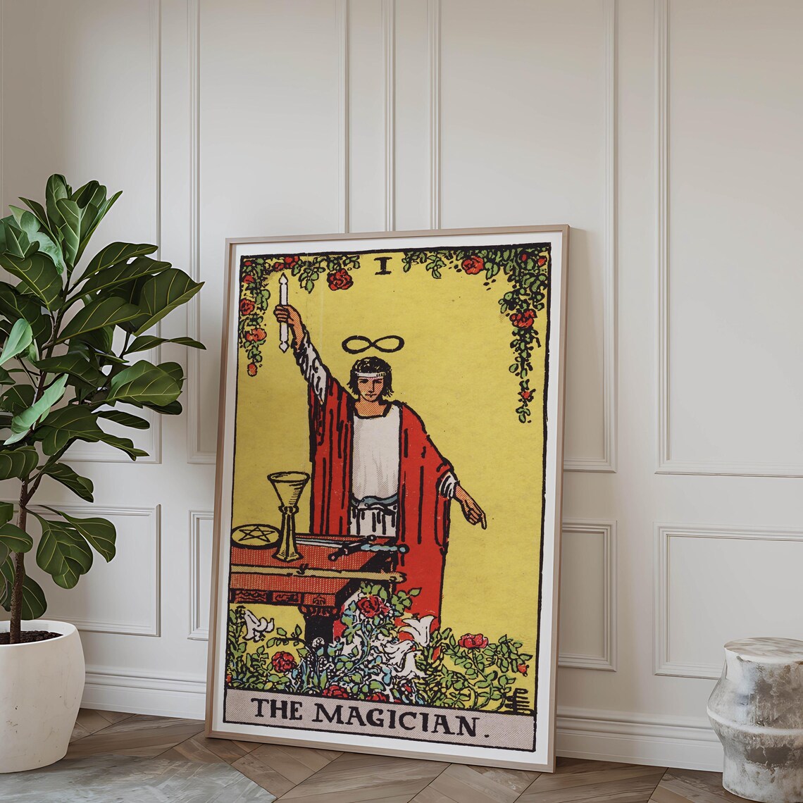 The Magician Rider Waite Tarot Card Red Robe Vintage Occult Mystical Art Poster - Image 3