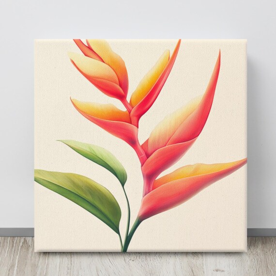 Heliconia Wall Art Heliconia Painting Print Large Wall Art Plant Wall Art Lobster Claw Plant Art Flower Wall Art