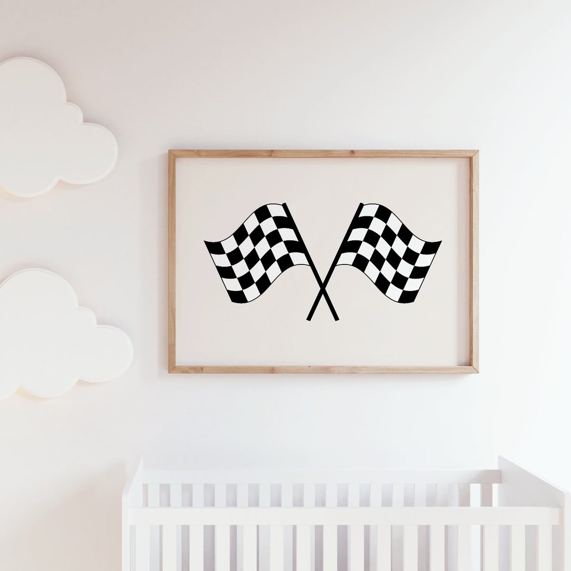 Checkered Racing Flags Minimalist Race Flag Boys Room Wall Art - Image 4
