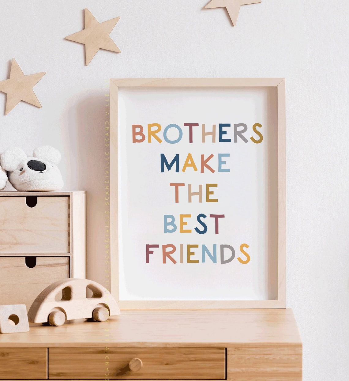 Brothers Make The Best Friends Colorful Typography Kids Room Poster - Image 3