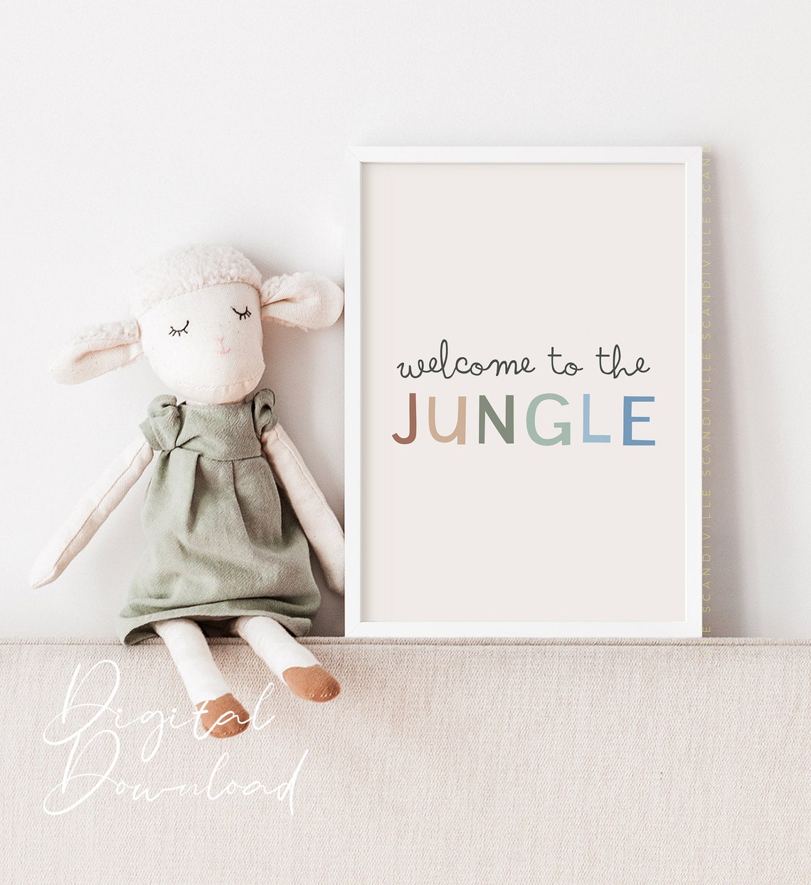Welcome To The Jungle Colorful Typography Nursery Kids Room Poster