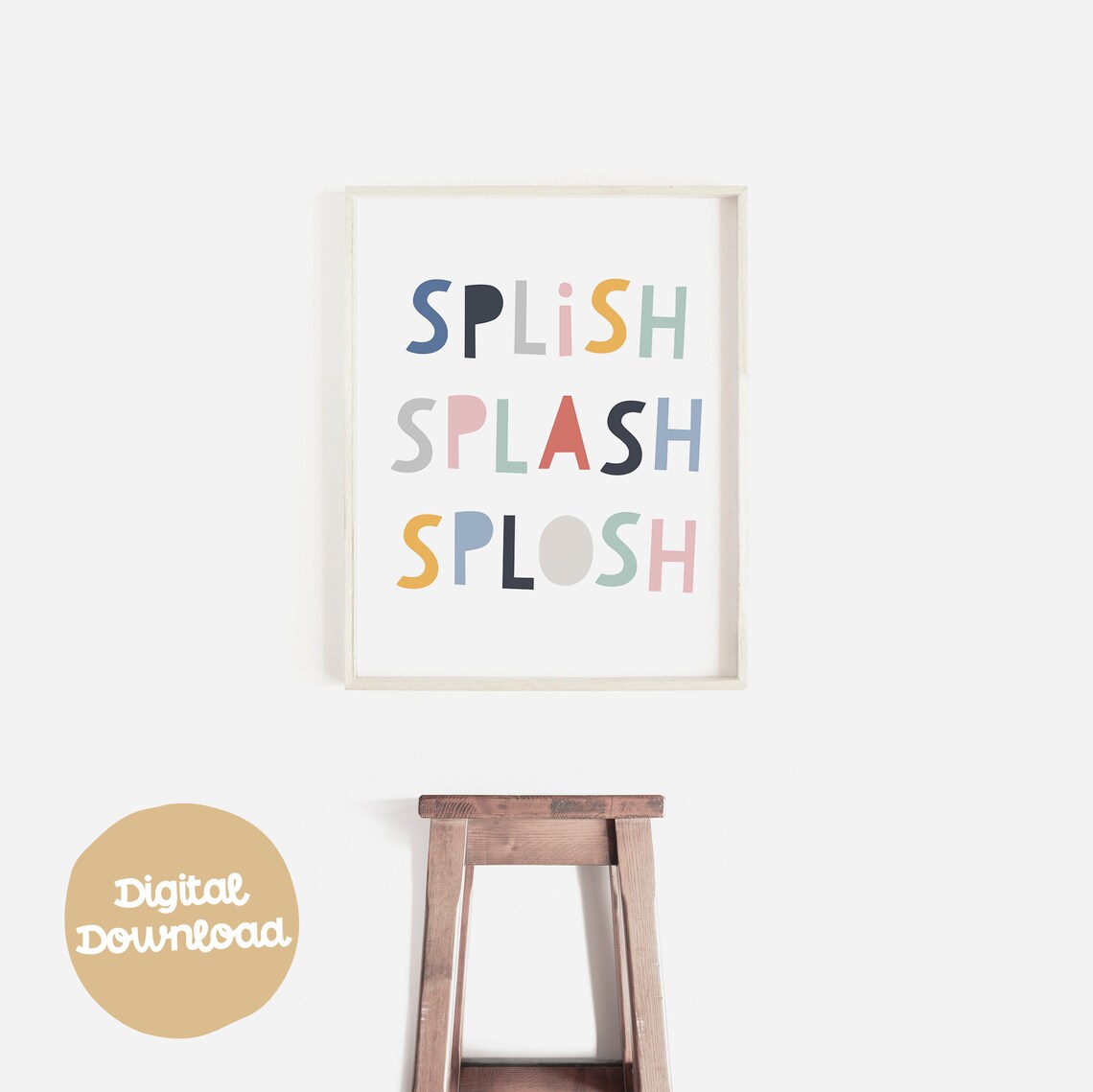 Splish Splash Splosh Colorful Playful Kids Bathroom Poster Decor - Image 2