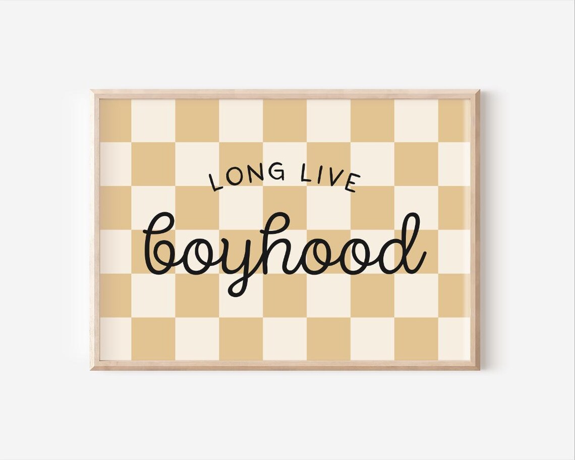 Long Live Boyhood Kids Room Checkerboard Art Print - Image 3