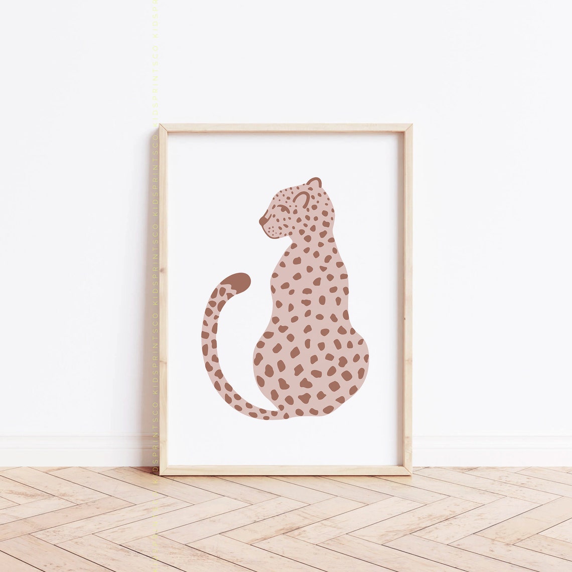 Blush Pink Leopard Nursery Safari Animal Wall Decor Art Poster - Image 3