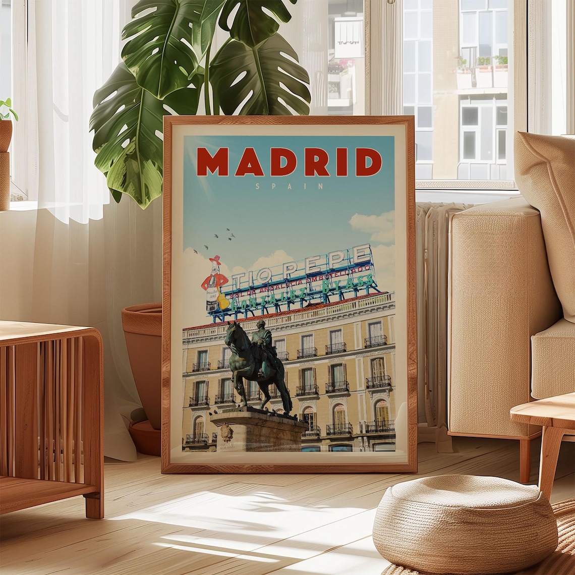Madrid Vintage Travel Poster, Puerta Del Sol