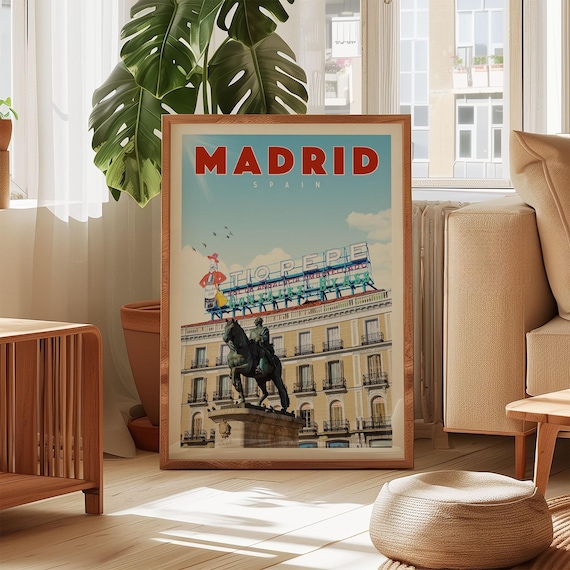 Madrid Vintage Travel Poster, Puerta Del Sol