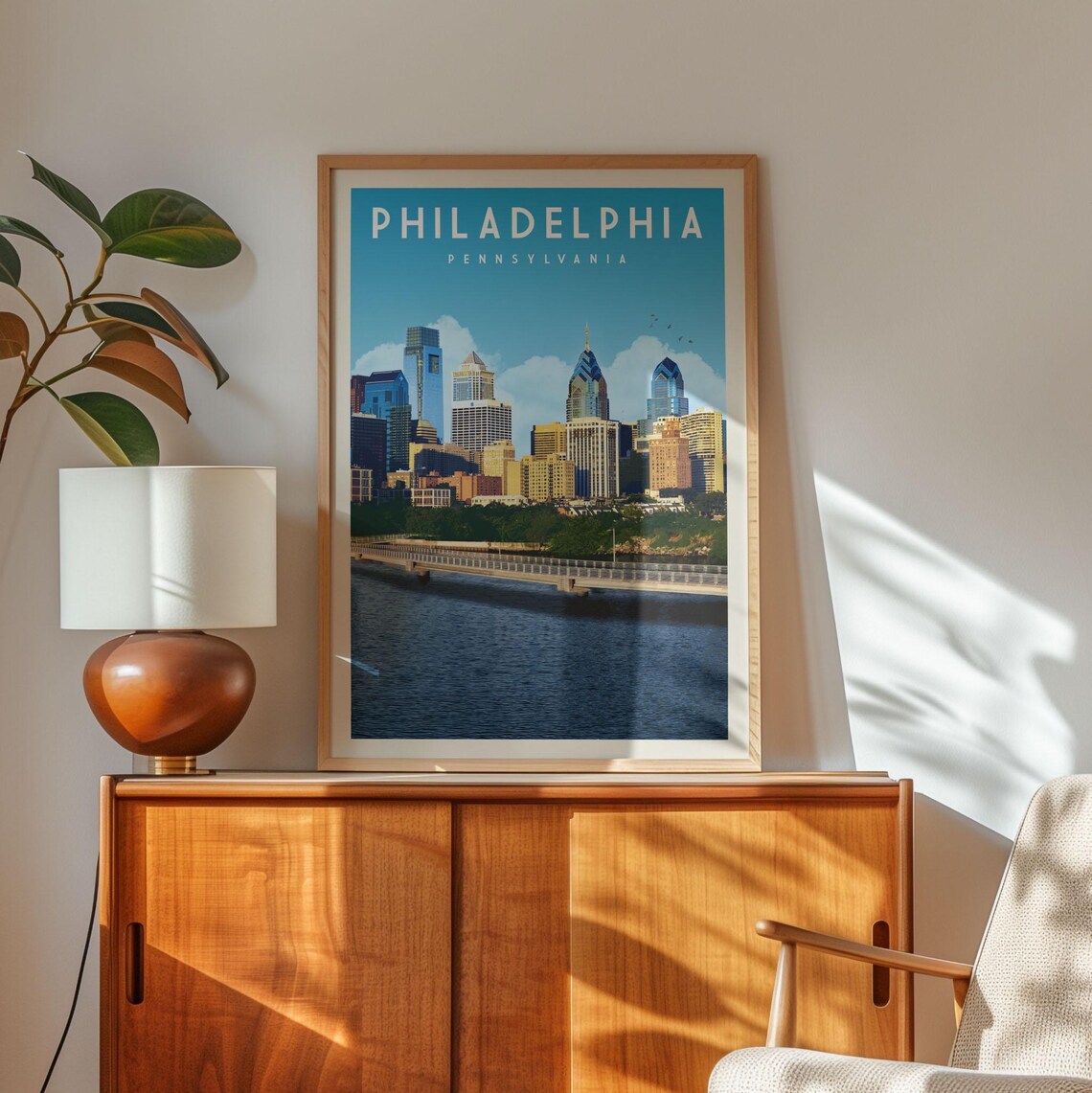 Philadelphia Skyline Travel Poster, Philly Gift