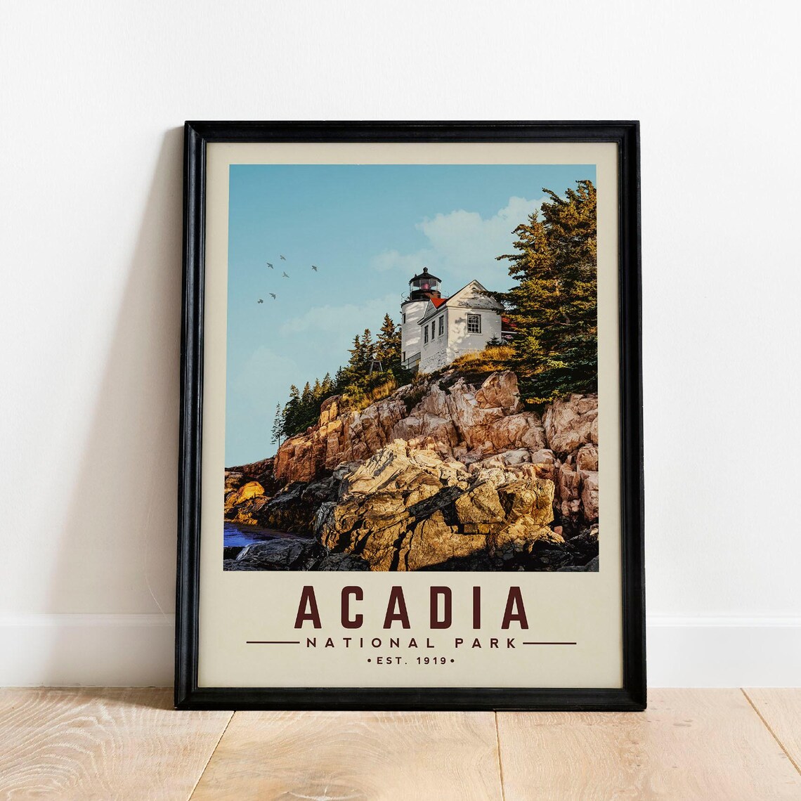 Acadia National Park Minimalist Vintage Travel Poster