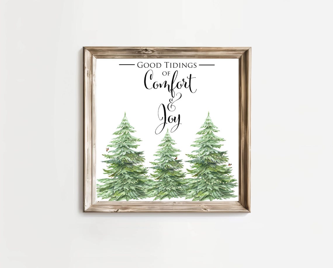 Good Tidings of Comfort and Joy Pine Trees Square Holiday Wall Art - Image 2