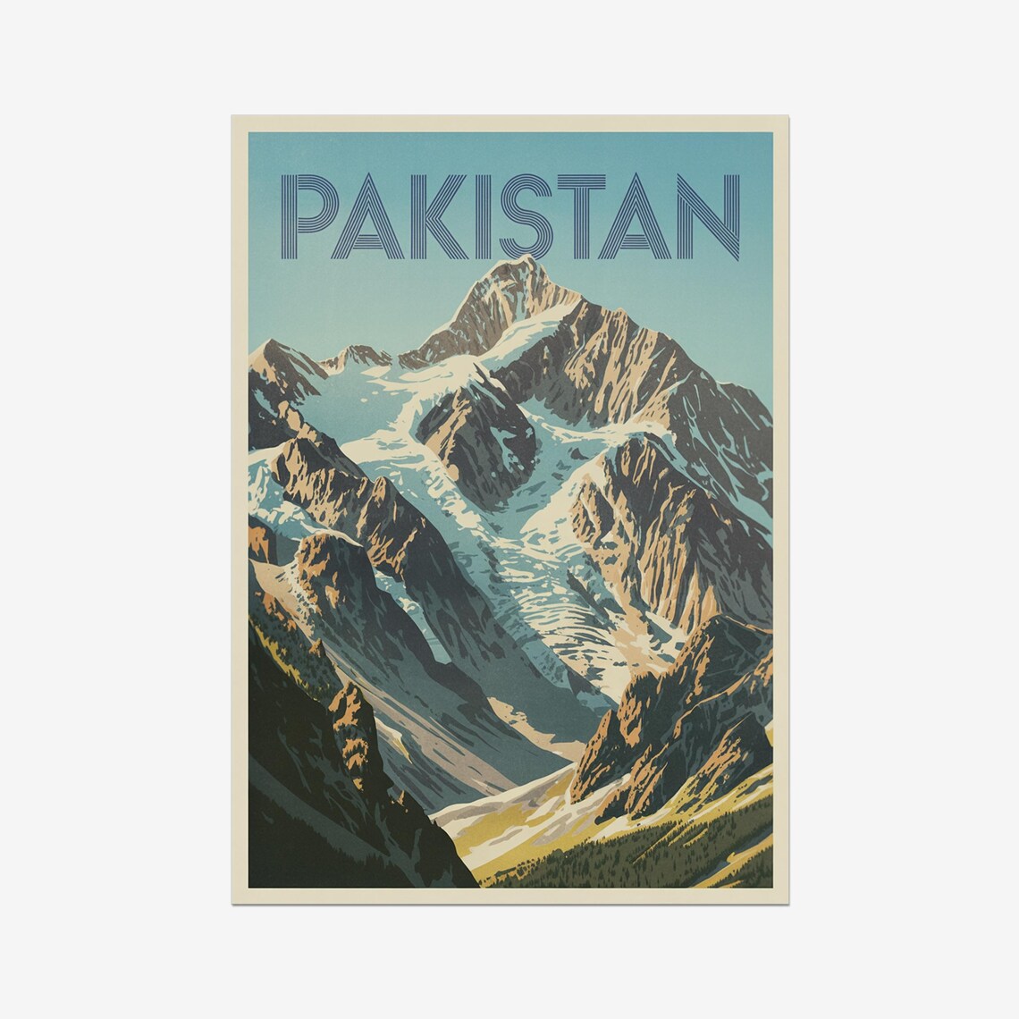 Pakistan Vintage Travel Poster, Central Asia Art Print