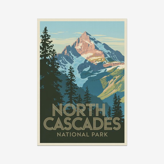 North Cascades National Park Vintage Travel Poster Washington
