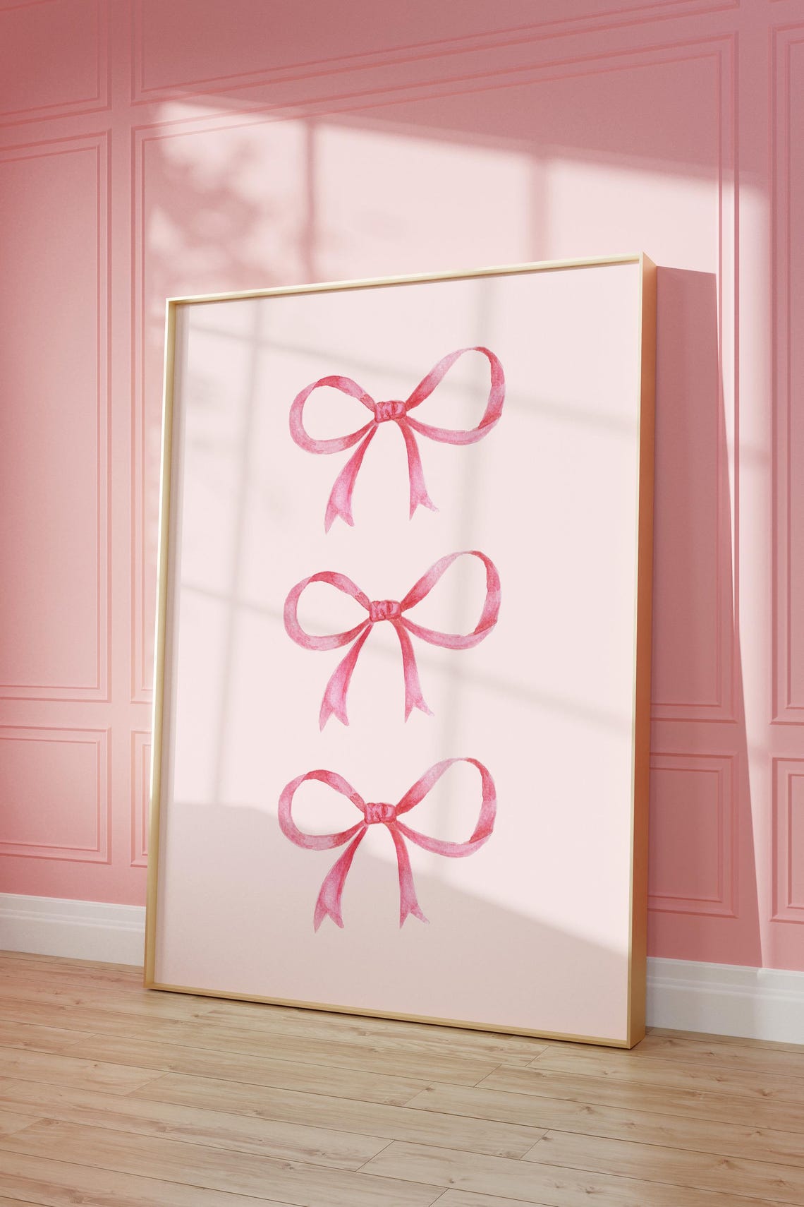 Pink Wall Print Poster For Dorm Decor Bedroom Girl Bow Art Bows Coquette