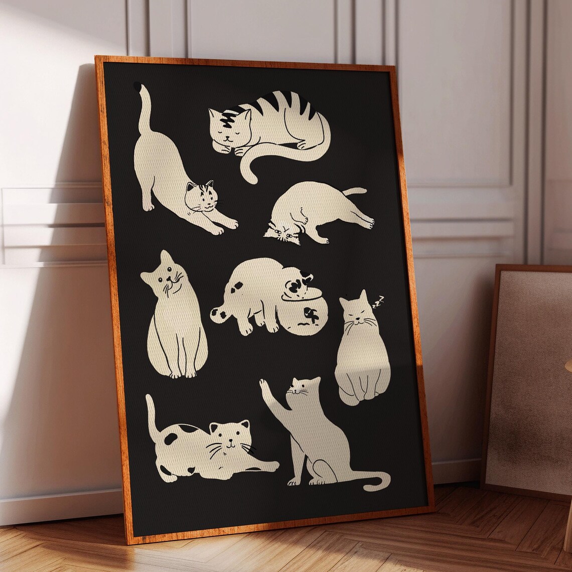 Cat Wall Art Print Funny Poster Cute Kitten Moods Colourful Retro Apartment Decor