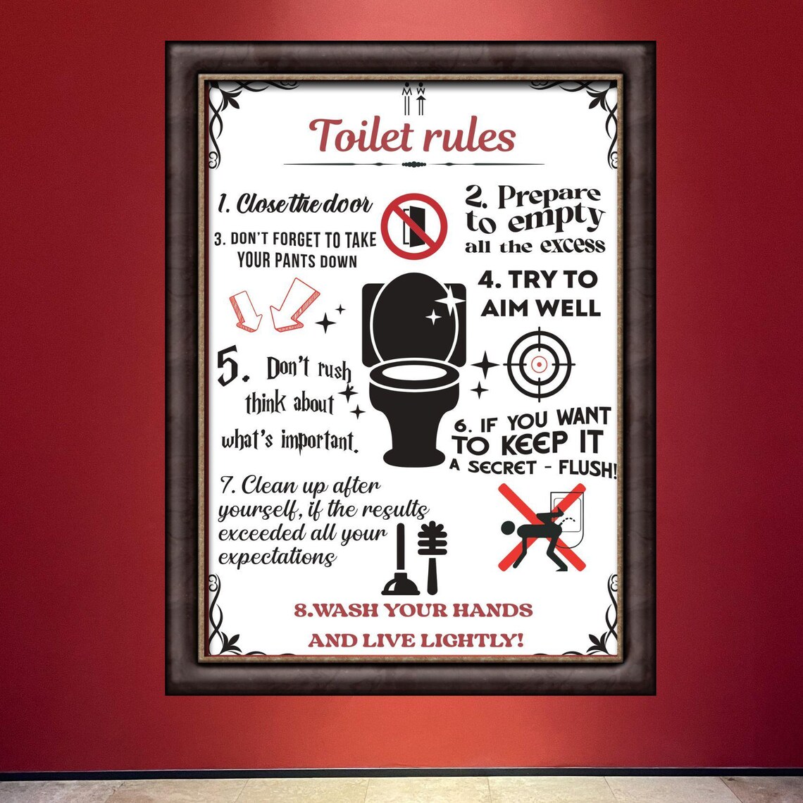 Toilet Rules For Home And Office Funny Bathroom Rules