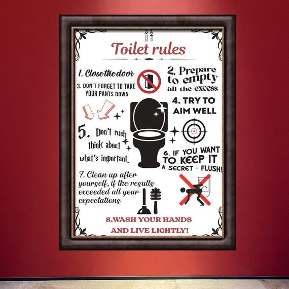 Toilet Rules For Home And Office Funny Bathroom Rules