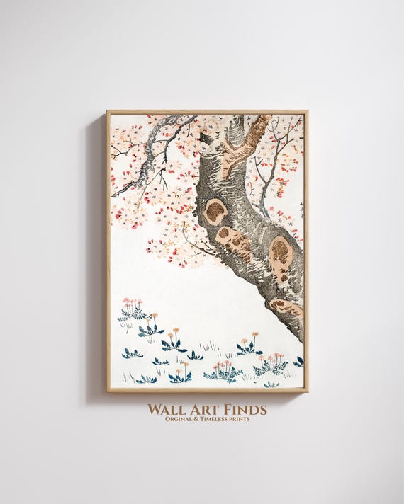 Hokusai Cherry Blossom Tree Print Traditional Japanese Spring Art Vintage Nature Wall Decor Poster 300 Dpi