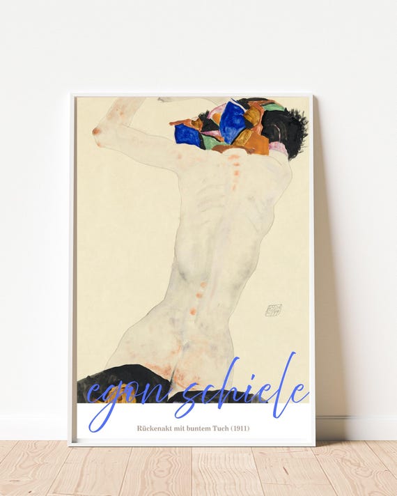 Egon Schiele Nude Back Print Rckenakt Mit Buntem Tuch 1911 Vintage Expressionist Art Figurative Wall Poster