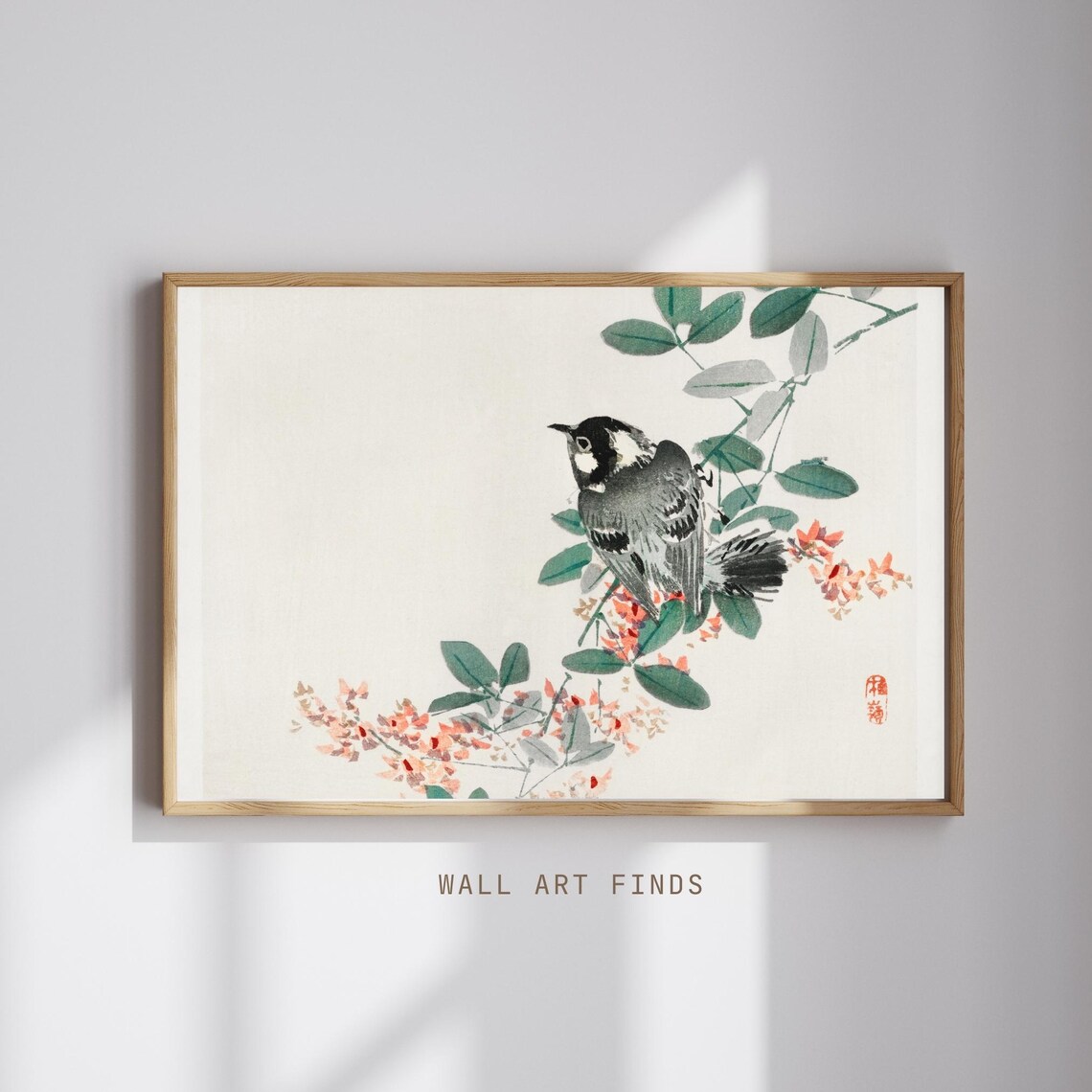 Kono Bairei Songbird on Flowering Branch Japanese Ink Painting Poster
