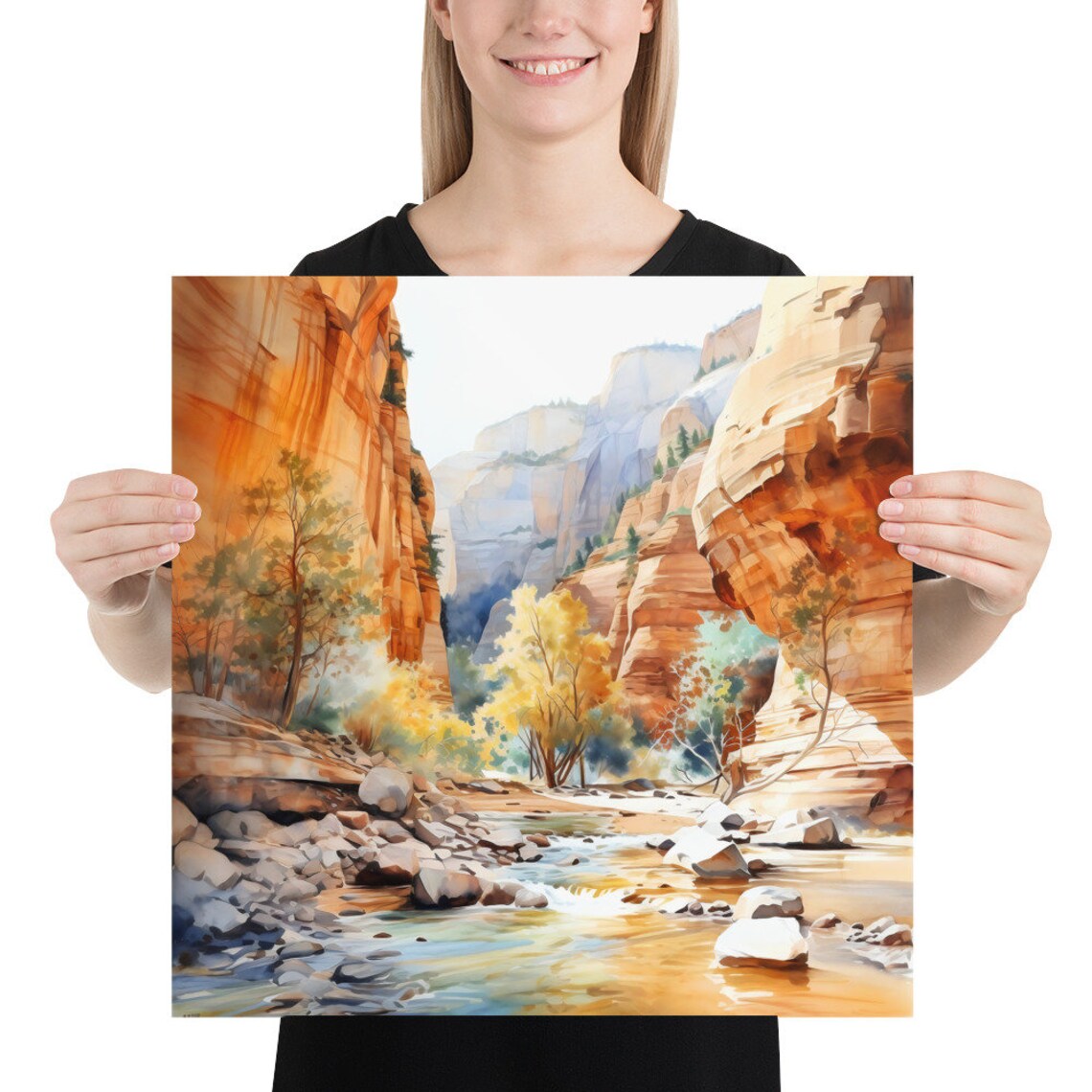 Zion Utah Travel Poster, Watercolor National Park Art - Image 5