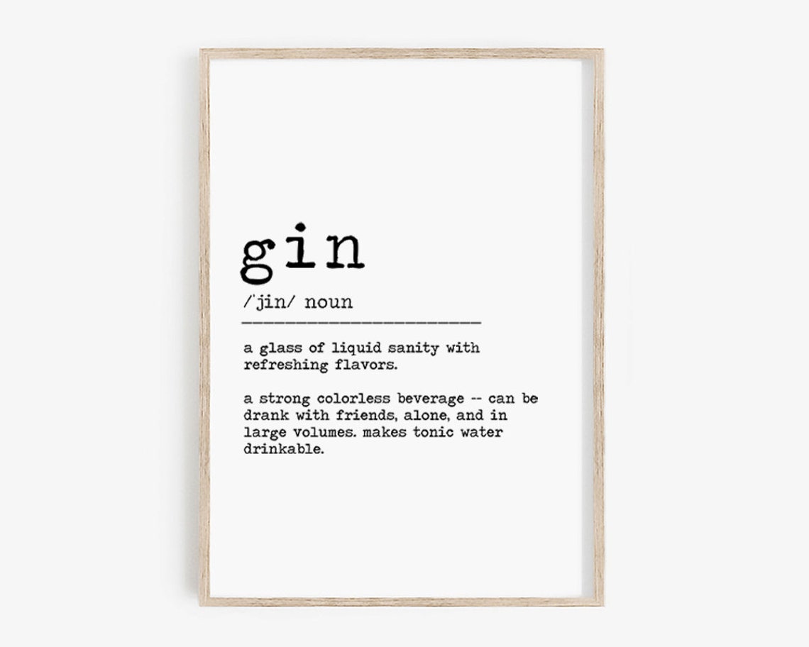 Gin Definition Funny Bar Cart Alcohol Humor Kitchen Print Sign - Image 4